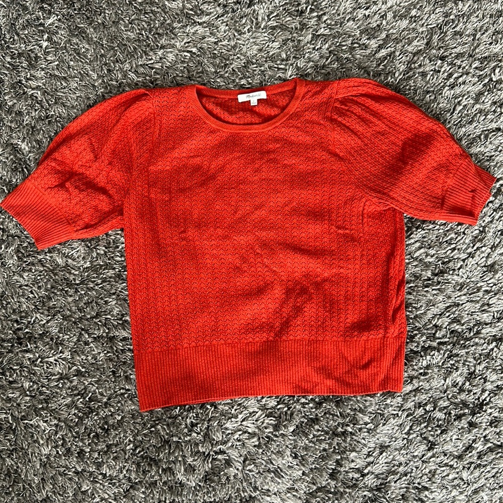 Burnt orange, crop puff sleeve sweater